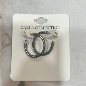 Dalia Collection Black Hoop Earrings